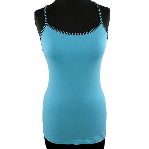Lululemon Power Y Tank Luon Blue Moon/Hyper Stripe Built-in Bra W1C68S Size 6 - Picture 1 of 5
